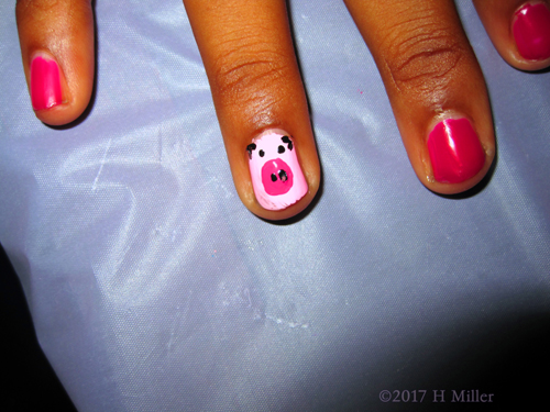 Baby Pink Piglet Kids Nail Art