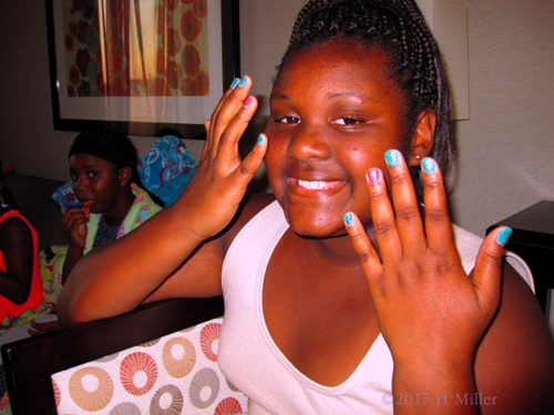 Birthday Girl Seems Joyful After Her Girls Mini Mani.