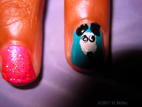 Golden Glitter Over Hot Pink And Dog Nail Art For This Awesome Kids Spa Golden Glitter Over Hot Pink And Dog Nail Art For This Awesome Kids Spa