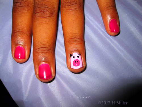 Pink Piglet Kids Nail Art Design