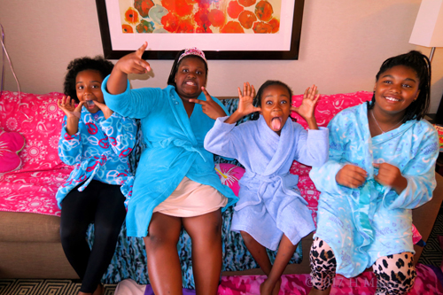 They Make Cool Silly Faces For The Kids Spa Party Group Photo! They Make Cool Silly Faces For The Kids Spa Party Group Photo!