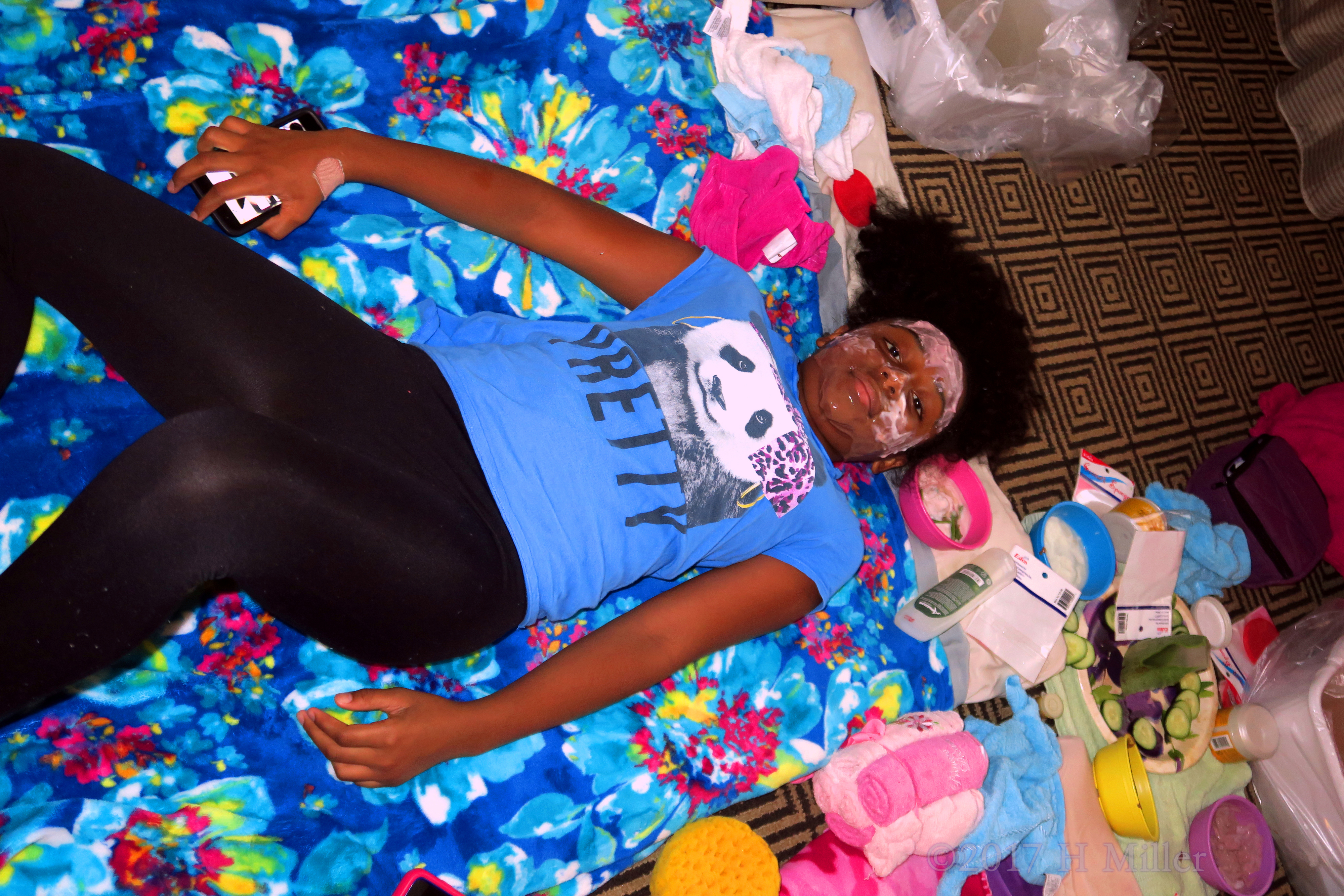 Got Her Kids Facial Masque On, Time To Relax. Got Her Kids Facial Masque On, Time To Relax.