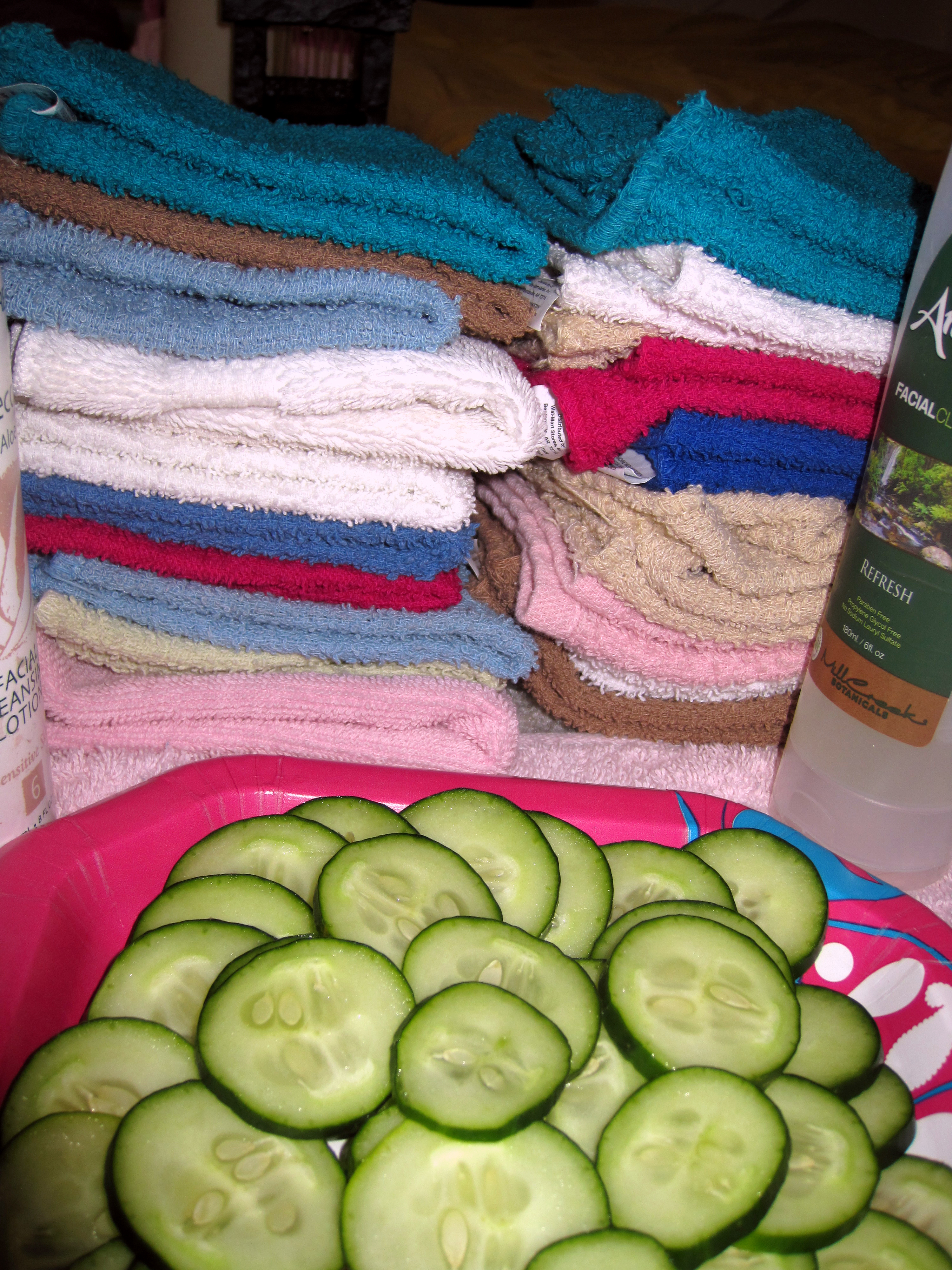 A Platter Of Freshkly Sliced Cukes For The Facials. A Platter Of Freshkly Sliced Cukes For The Facials.