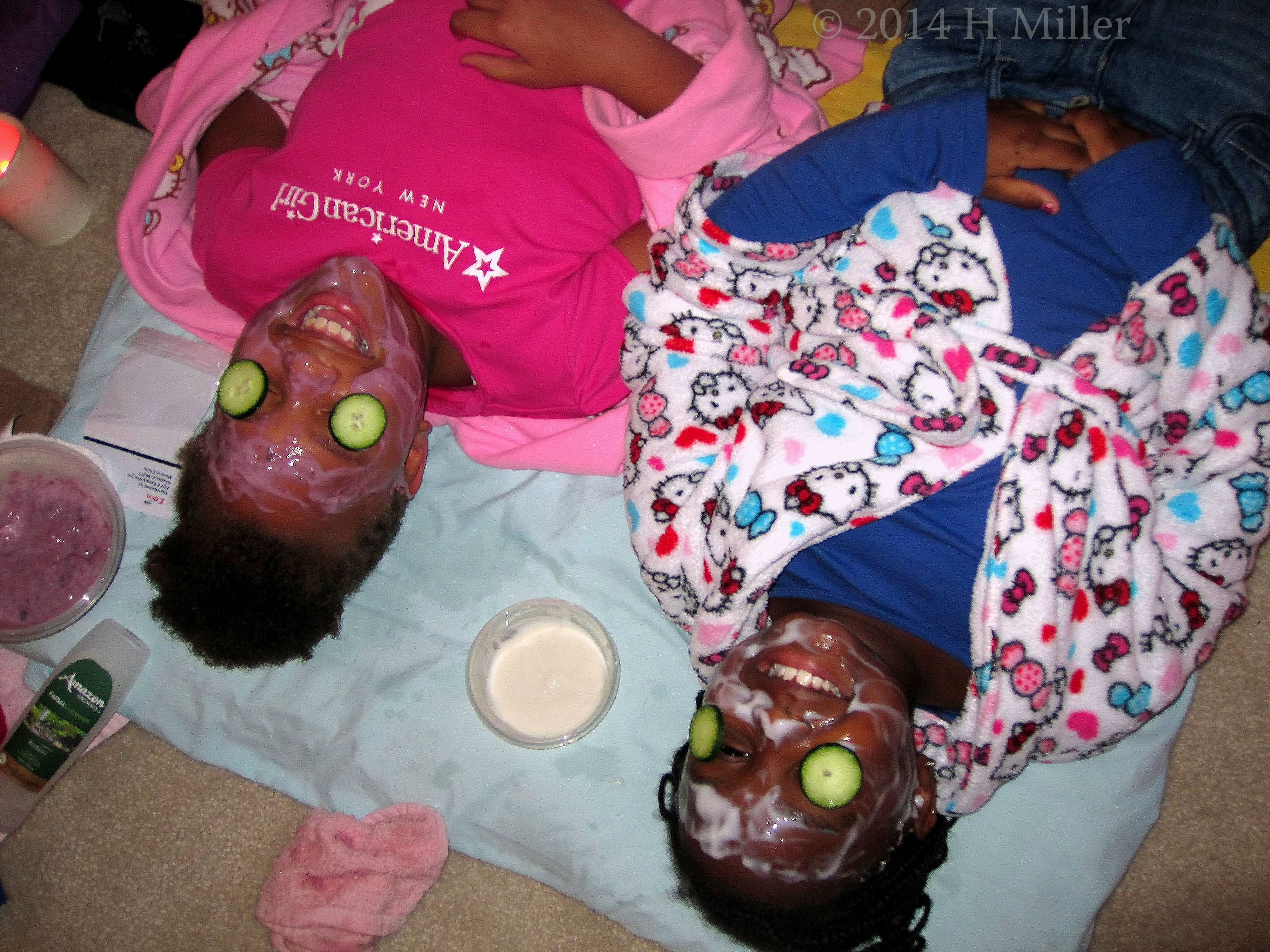 Friends Relaxing Together During The Kids Facial. Friends Relaxing Together During The Kids Facial.