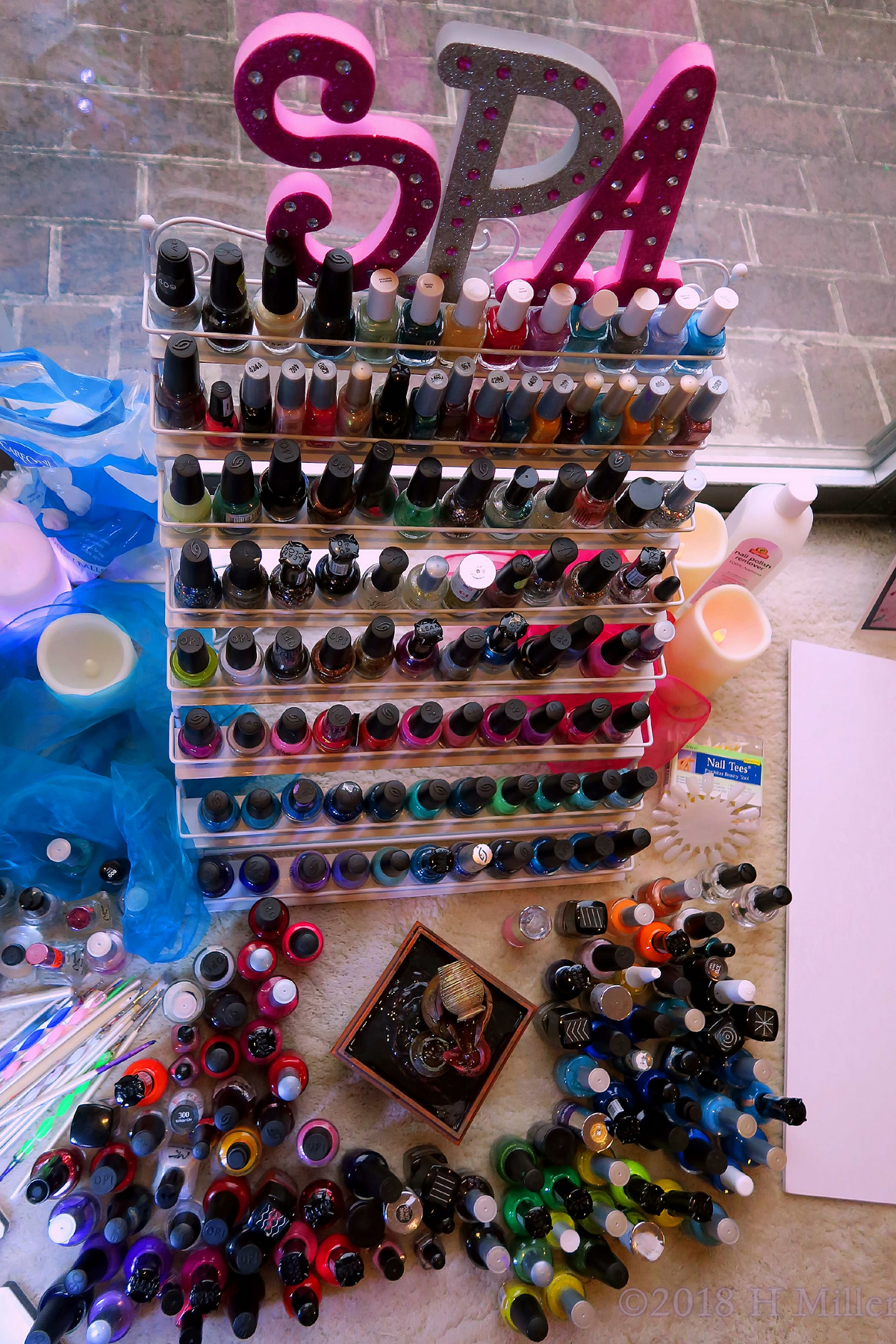 Top View Of The Beautiful Selection Of Nailcolors For Kids Mani. 