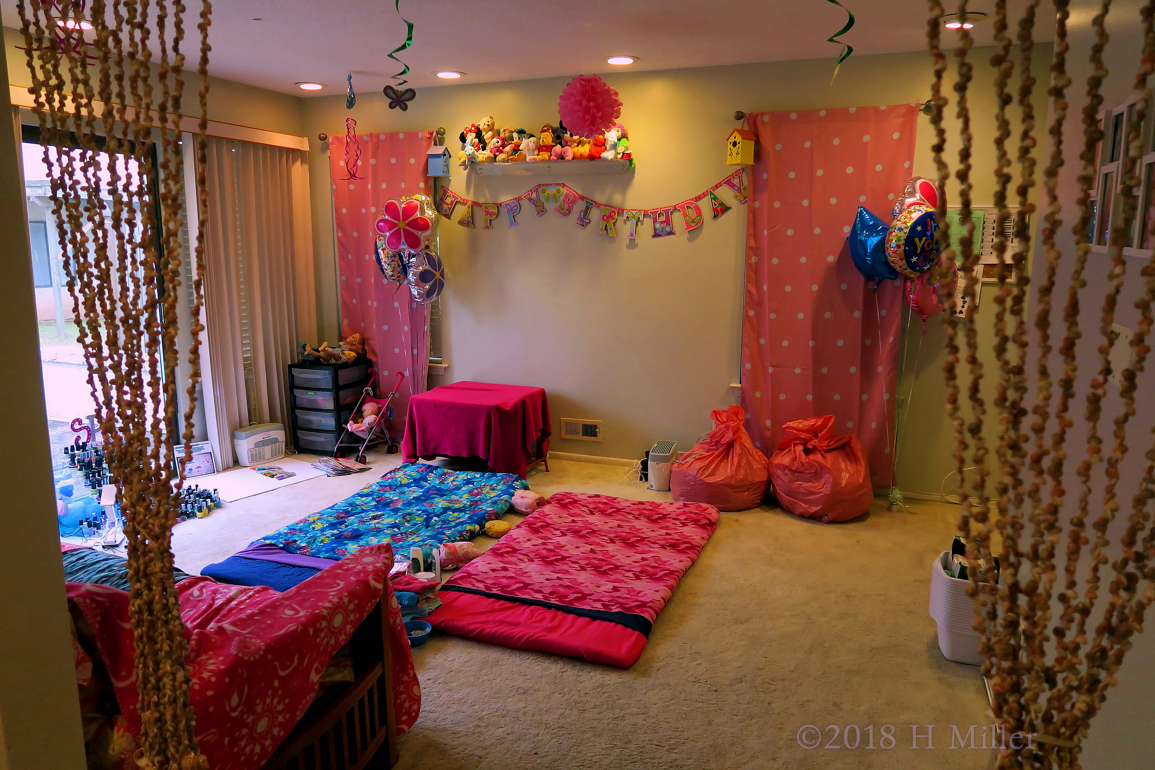 A Beautiful Long View Of The Girls Spa Party Setup. A Beautiful Long View Of The Girls Spa Party Setup.