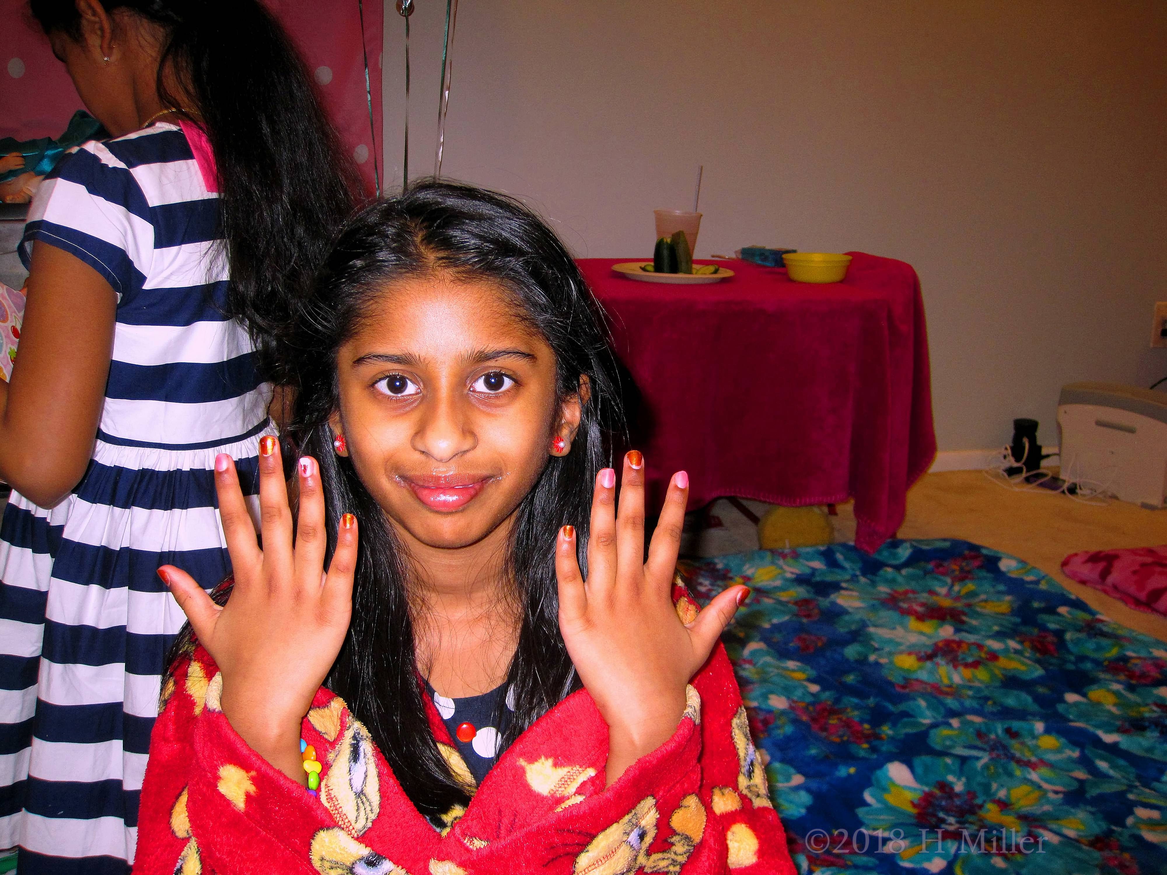 She Feels Happy After Getting Her Pretty Nail Art Done For Her Girls Mani! 