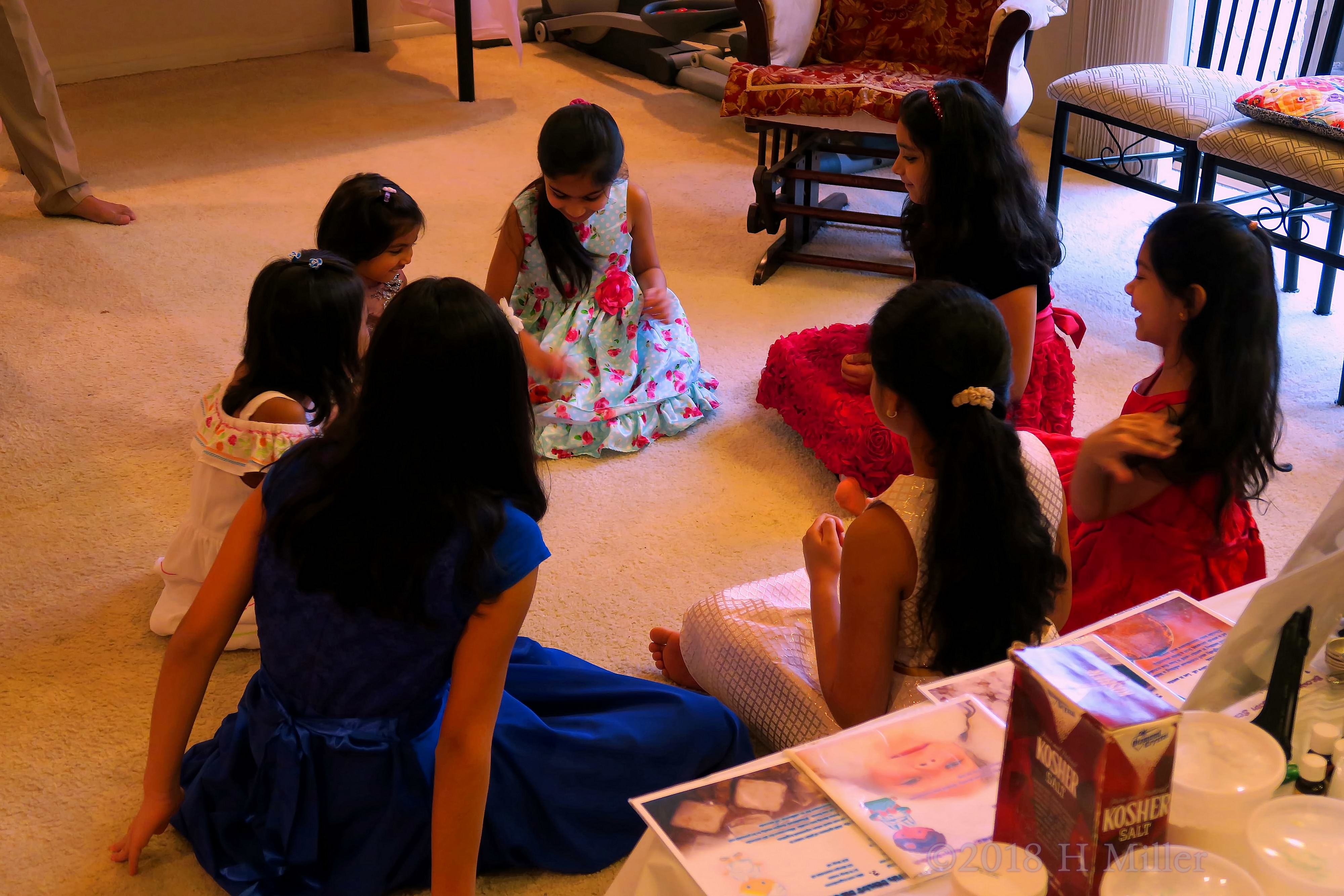 The Girls Having Fun Sitting In A Circle. 