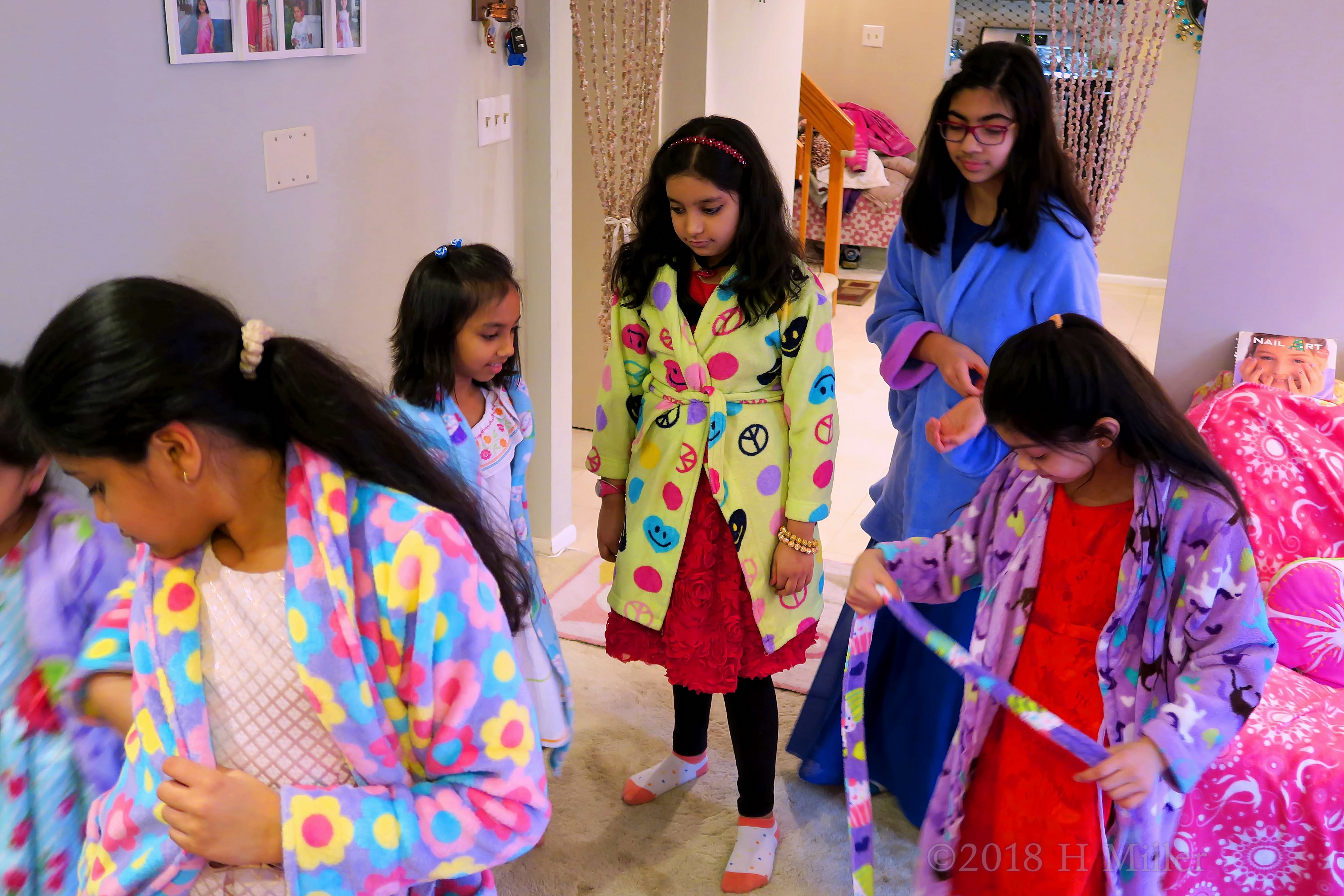 The Spa Party Guest Adjusts The Sash Of Her Spa Robe. 4