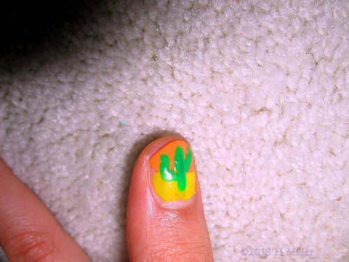 Cactus On A Horizon In The Desert, Beautiful Nail Art.