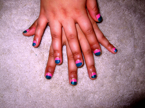 Contrasting Mix, Pink And Blue Ombre Nail Design
