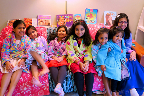 Everyone Is Ready For The Girls Spa With Their Colorful Spa Robes! Everyone Is Ready For The Girls Spa With Their Colorful Spa Robes!