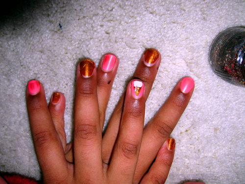 Glittery Ice Cream Cone Kids Nail Design! Glittery Ice Cream Cone Kids Nail Design!