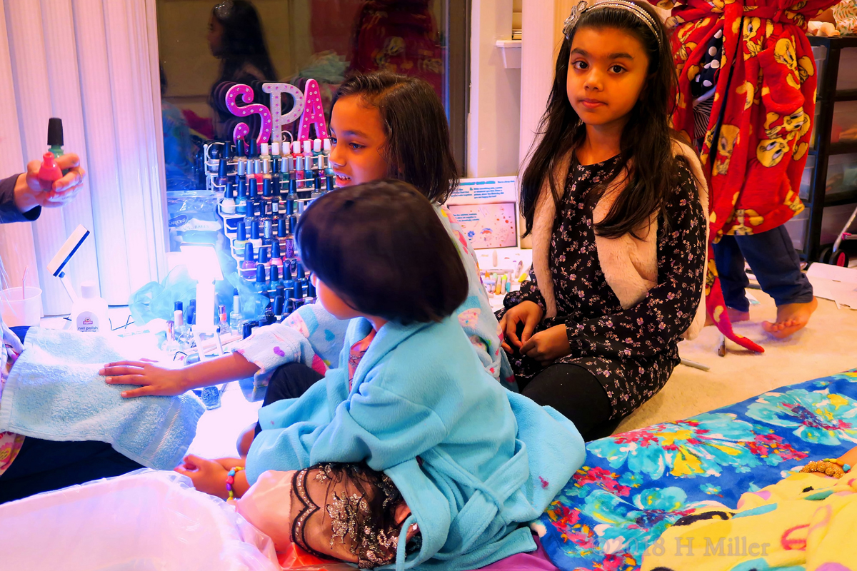 The Girls Are Busy Enjoying Their Kids Mini Mani And Other Spa Party Activities! 