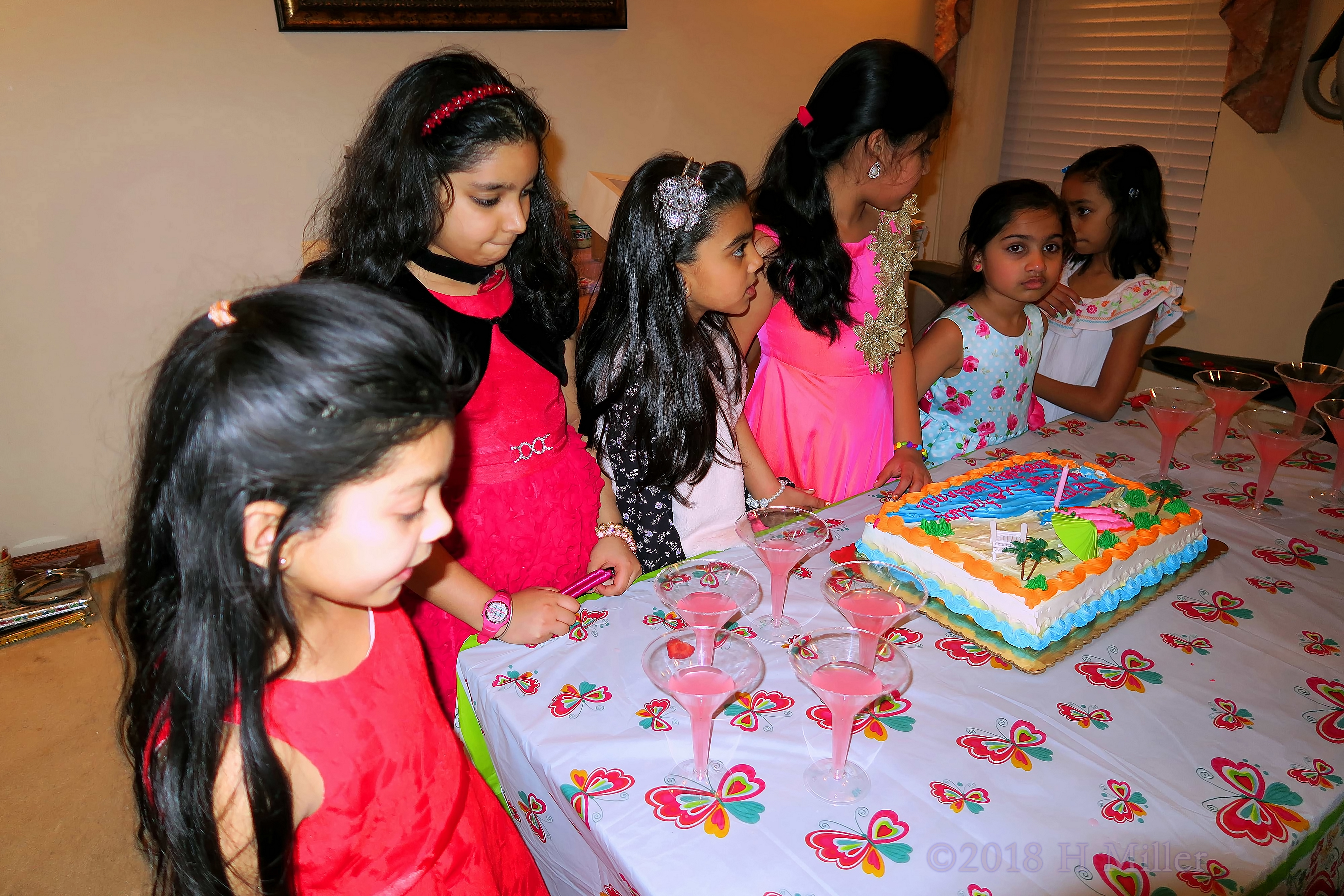 Girls Around The Table, All Set To Begin The Birthday Celebration! 