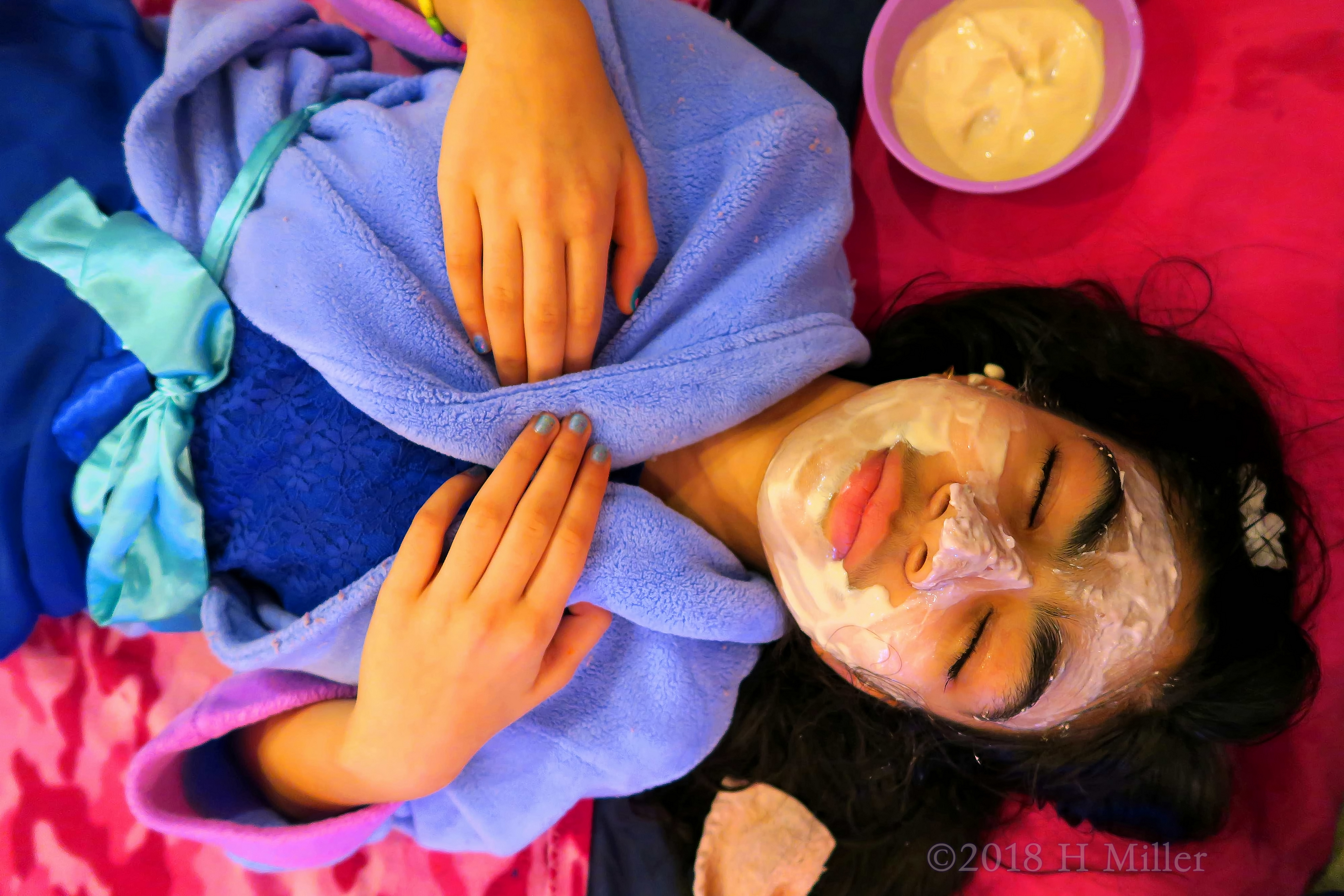 She Relaxes With A Refreshing Masque On During Her Facial For Girls. 