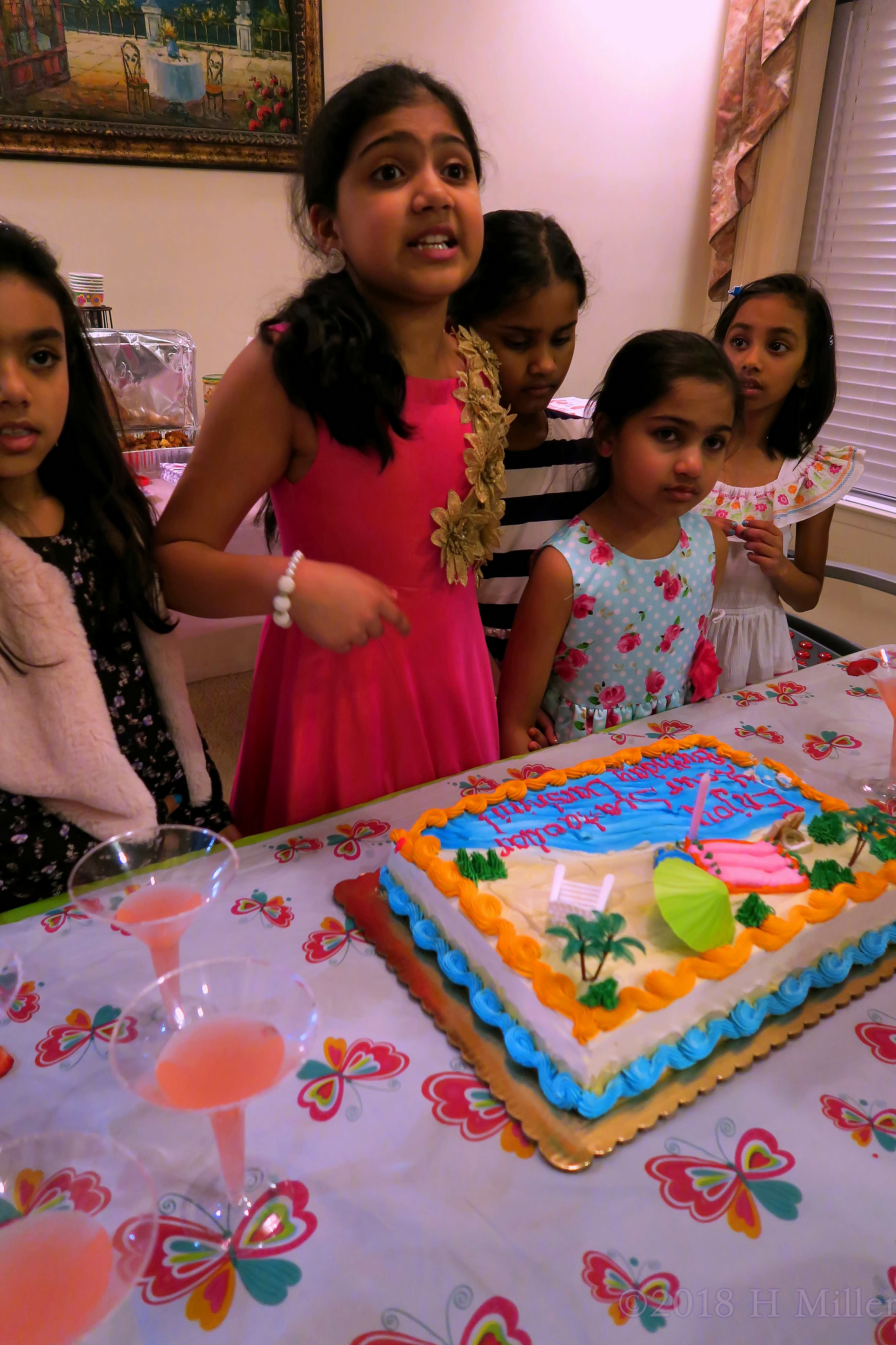 Spa Party Guests Waiting For Darshini To Cut The Birthday Cake. 