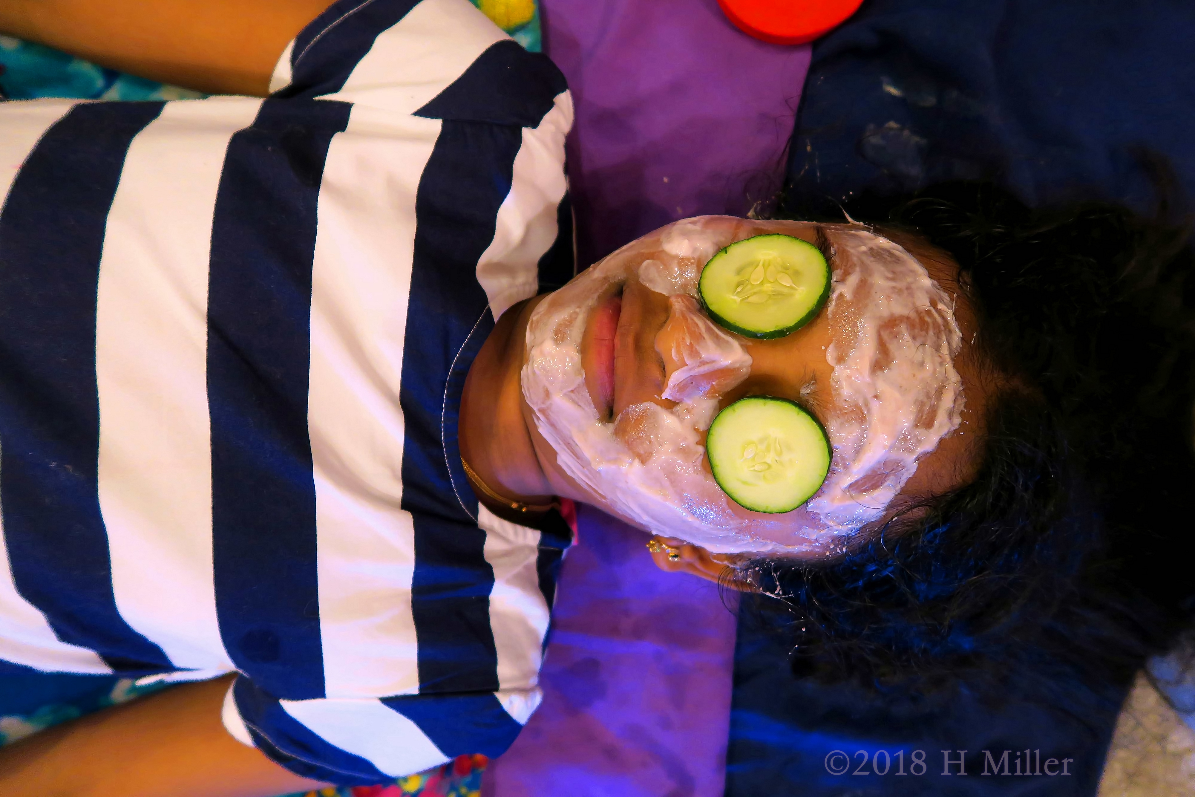 With Cukes Over Both Eyes, Time To Enjoy The Super Relaxing Kids Facial. With Cukes Over Both Eyes, Time To Enjoy The Super Relaxing Kids Facial.