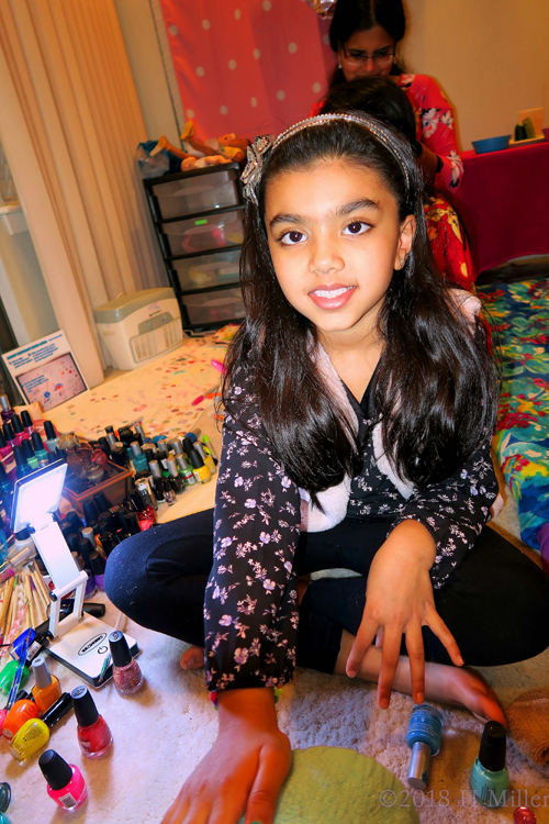 Cheerful And Happy While She Gets Her Pretty Kids Mani!