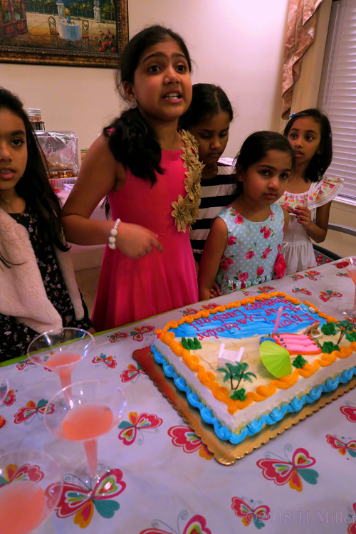 Spa Party Guests Waiting For Darshini To Cut The Birthday Cake.
