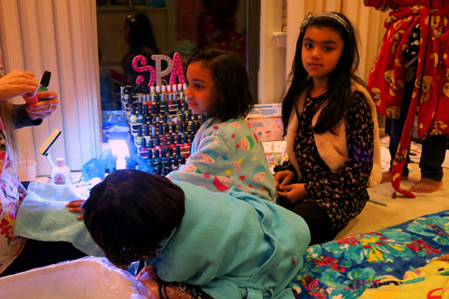 The Girls Select For Their Favourite Nail Polish At The Spa For Kids!