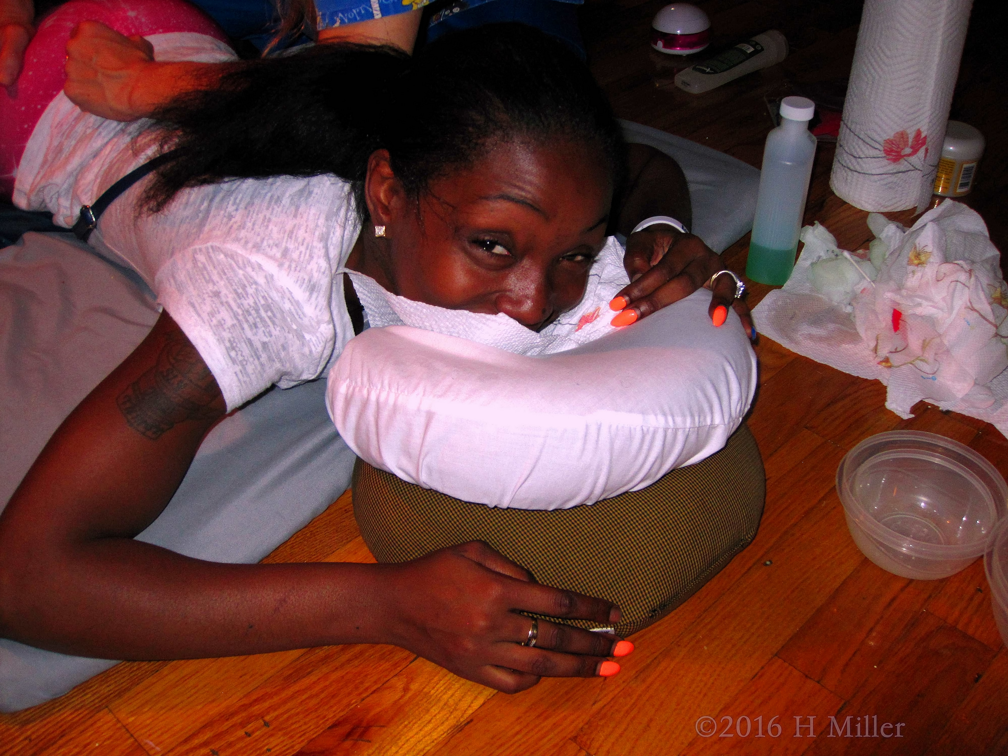 One Of The Moms Receives Therapeutic Massage! 