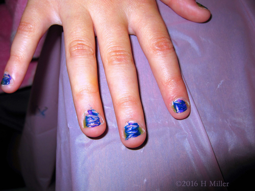 Cute Blue And Purple Abstract Nail Art