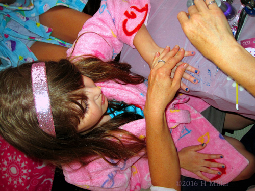 Getting A Manicure At The Kids Party!