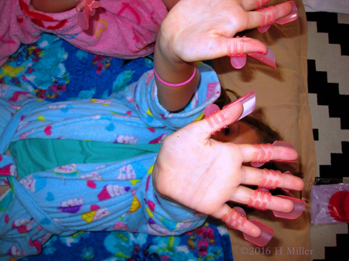 Showing Off Her Manicure Protectors Showing Off Her Manicure Protectors