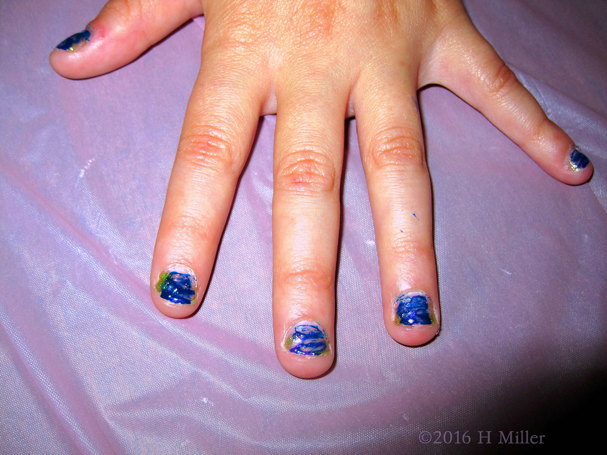 Stripey Blue And Purple Mini Mani 