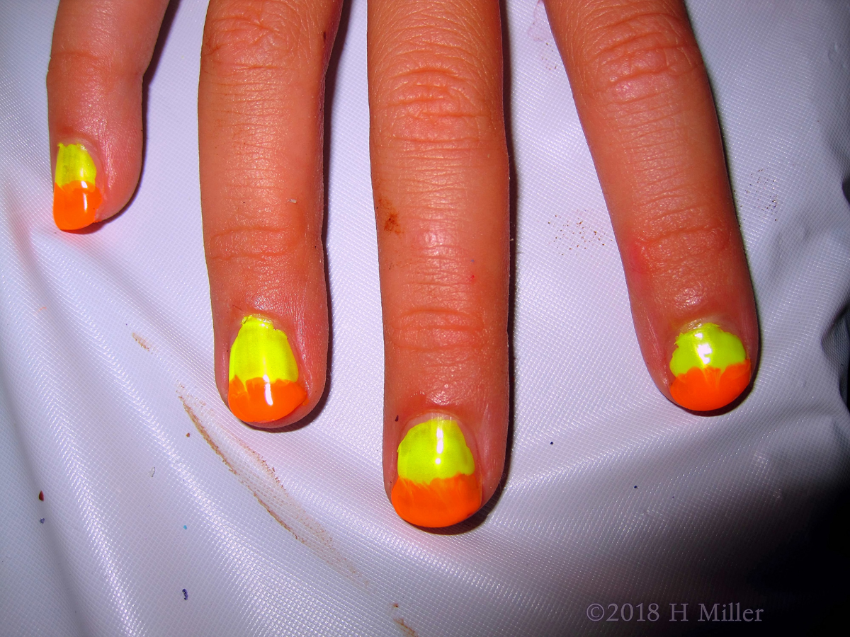 Bright Yellow And Orange Ombre Nail Art For Kids! 