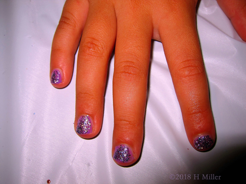 Glittery Coat Over Matte Purple, Cool Kids Mini Mani!