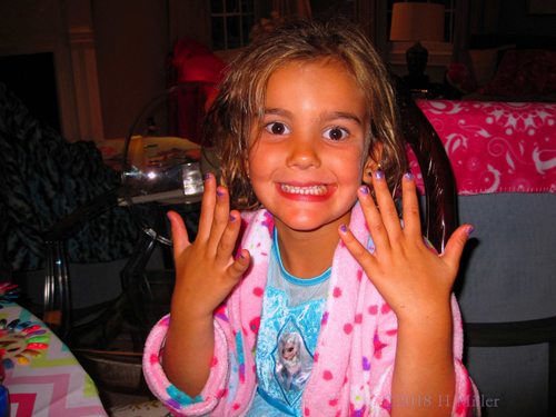 Showing Off Her Cool Nail Art!