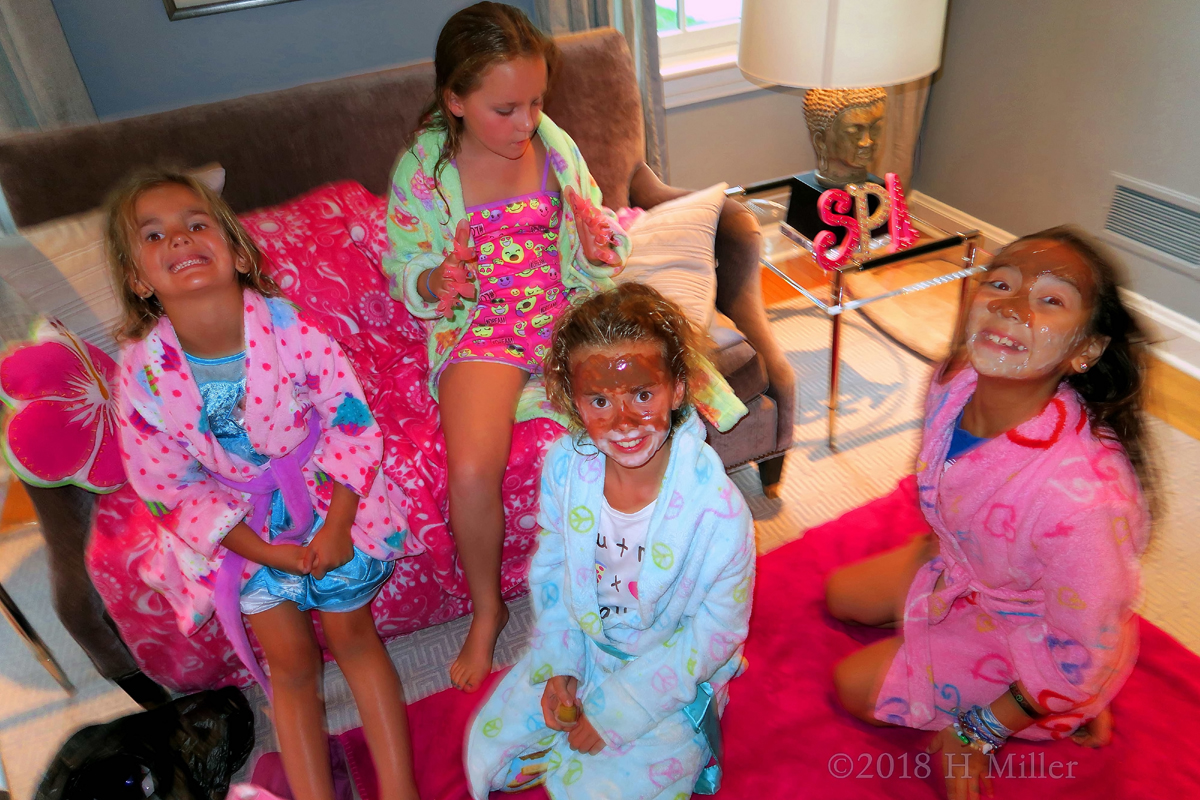 They Wait For The Kids Facial Masques To Dry Before Having Them Taken Off!