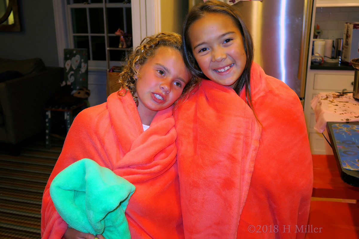 Two Friends Wrapped In A Towel, Crazy Ideas Of Fun. 