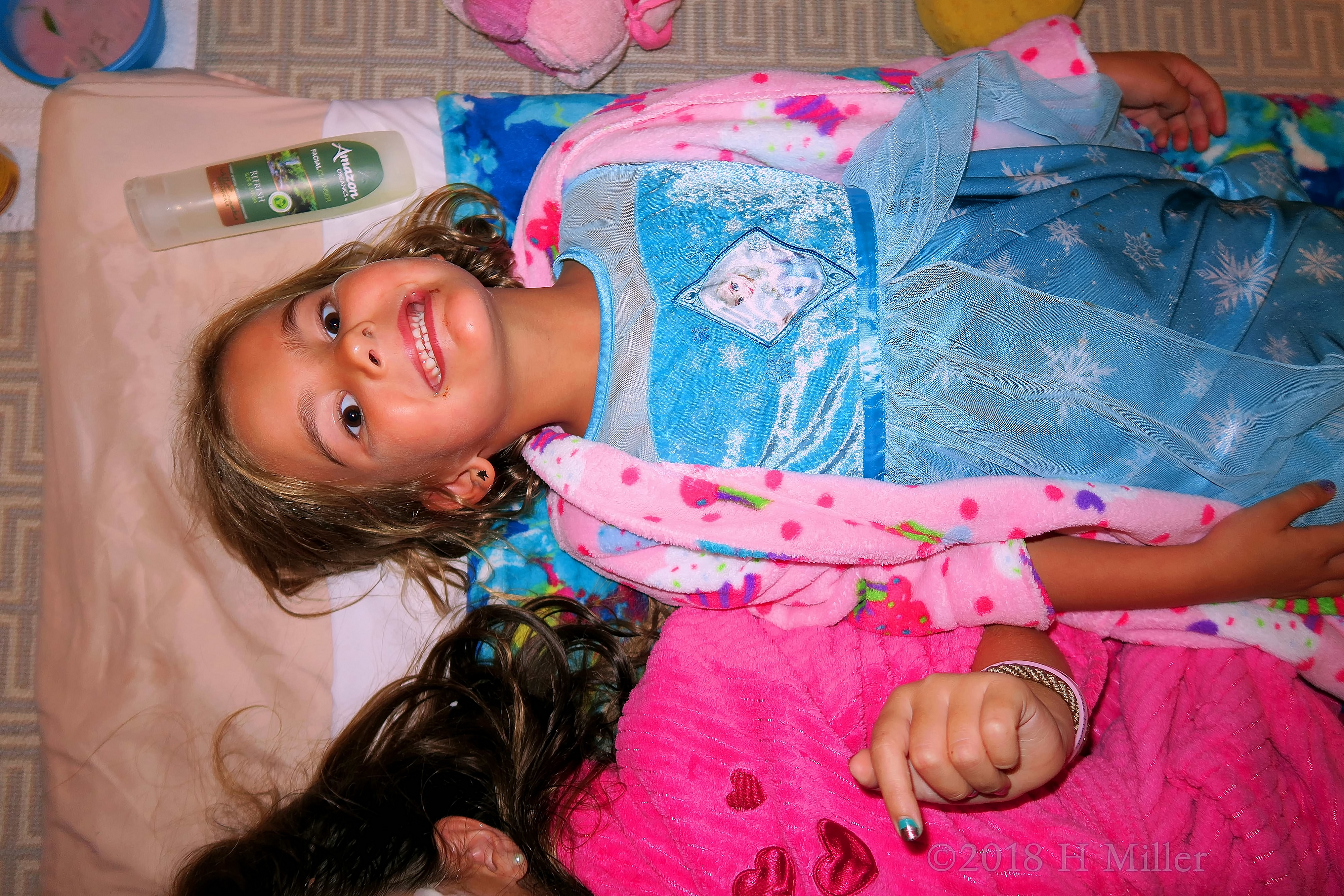 Smiling Big While Lying On The Kids Facial Mat! Smiling Big While Lying On The Kids Facial Mat!