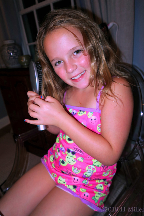 Getting Her Hair Brusehd And Ready For Girls Hairstyles. Getting Her Hair Brusehd And Ready For Girls Hairstyles.