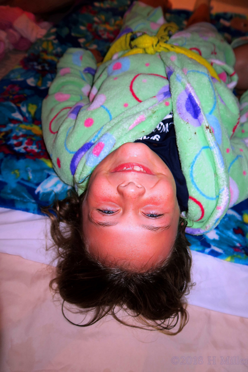 Happy And Ready To Relax Before Her Kids Facial. Happy And Ready To Relax Before Her Kids Facial.