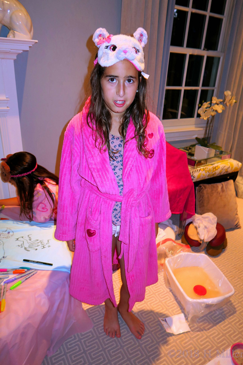 Ready In Her Pink Spa Robe With Cute Sleeping Mask! Ready In Her Pink Spa Robe With Cute Sleeping Mask!