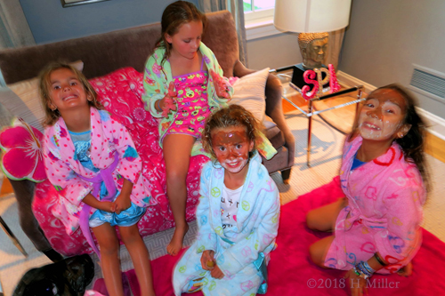 They Wait For The Kids Facial Masques To Dry Before Having Them Taken Off