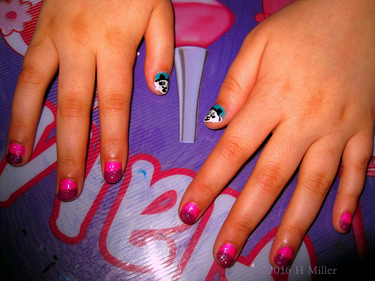 Adorable Pink Panda Girls Manicure 