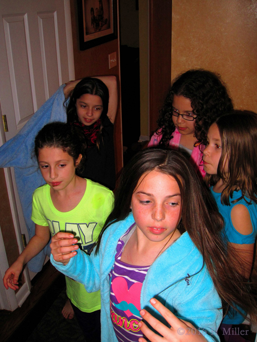 Putting On Spa Robe Putting On Spa Robe