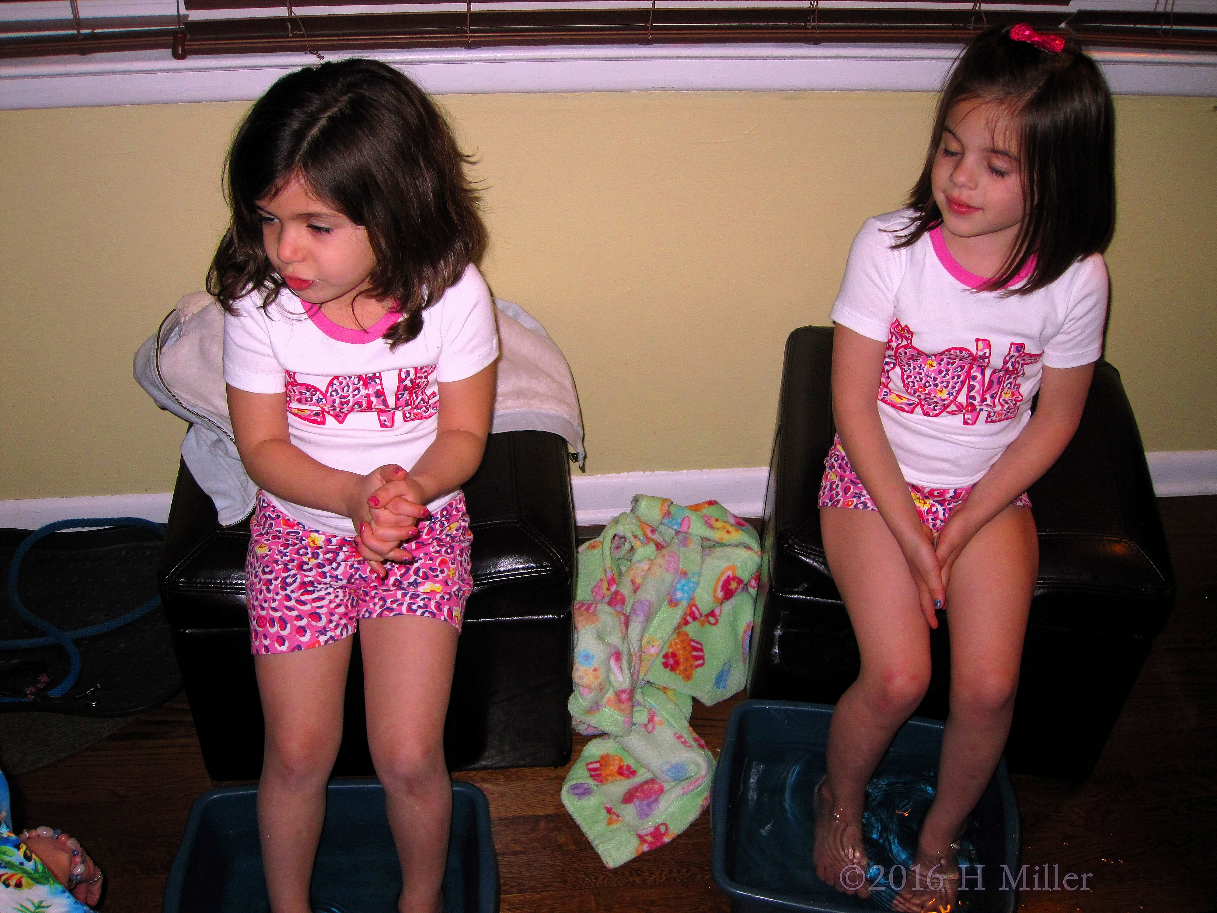 Hanging Out During Pedicures In Matching Love Shirts Hanging Out During Pedicures In Matching Love Shirts