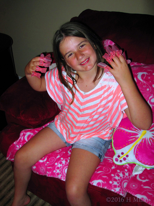Having Fun With Her Manicure Protectors On Having Fun With Her Manicure Protectors On