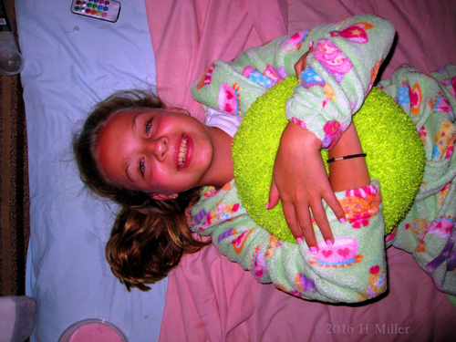 A Pillow To Hold During Her Relaxing Home Kids Spa Facial