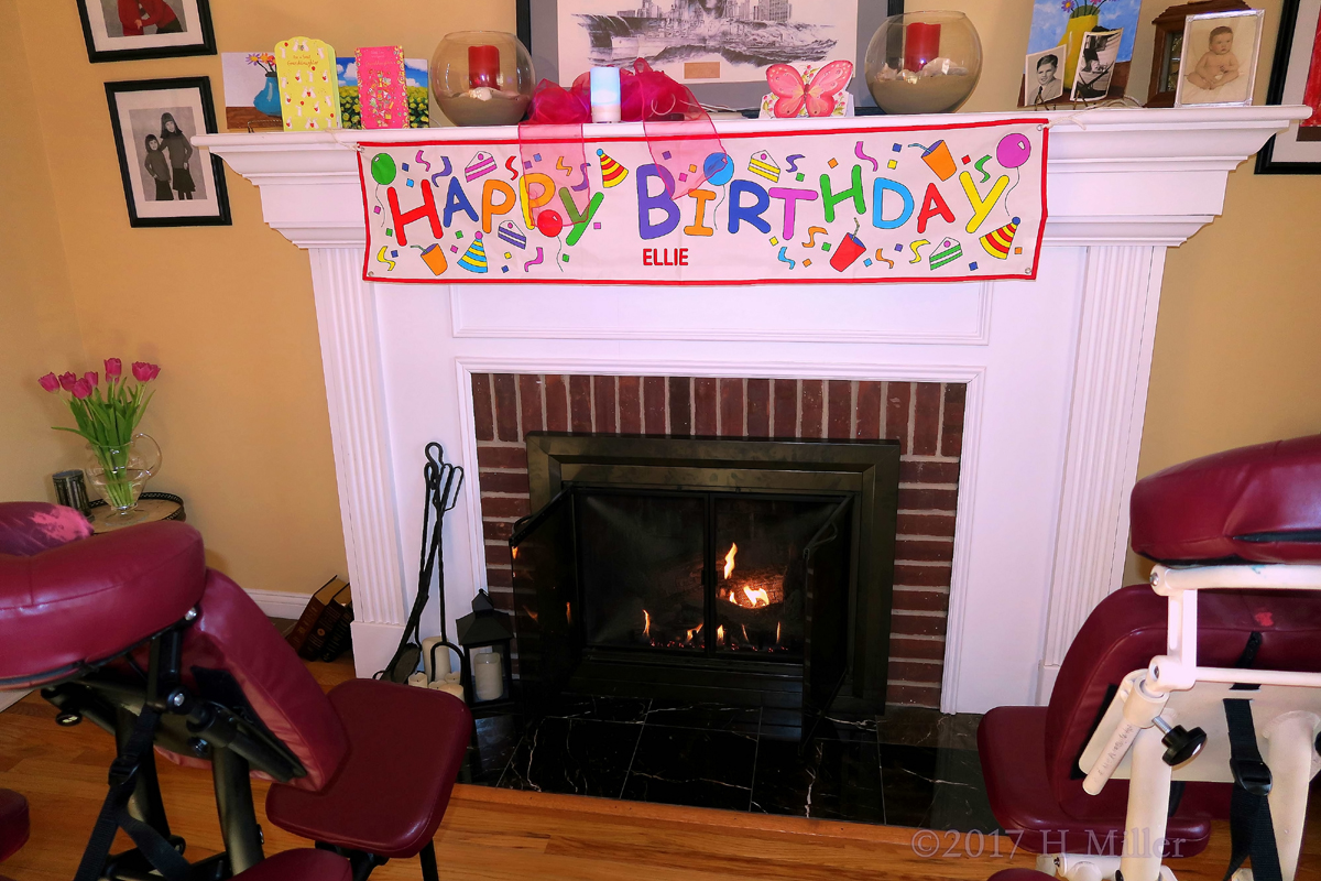 Happy Birthday Banner With Massage Chairs 