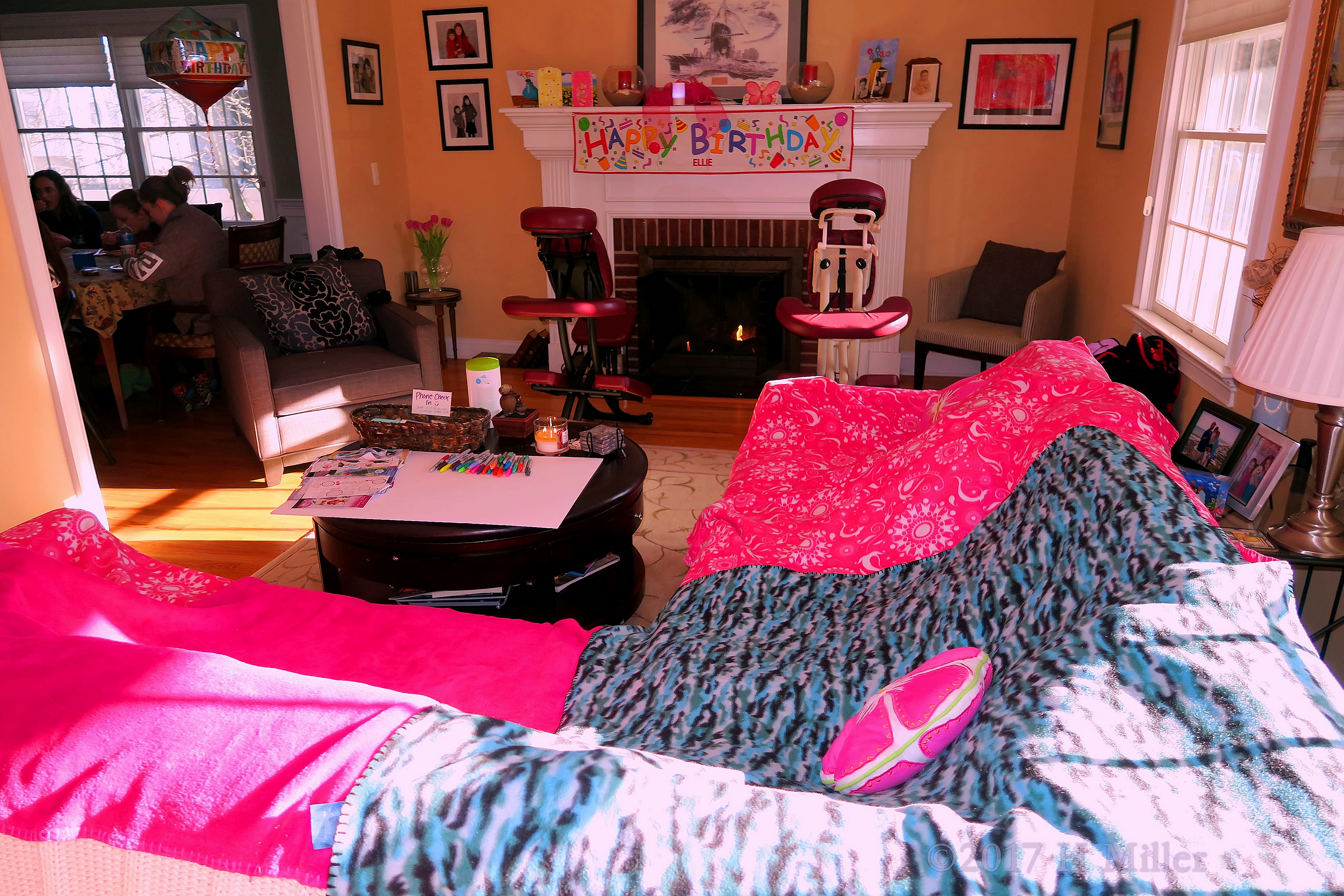 Spa Birthday Party Setup Complete Close Up Shot Spa Birthday Party Setup Complete Close Up Shot