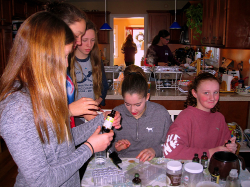 Birthday Girl Carefully Mixing Kids Craft Ingredients