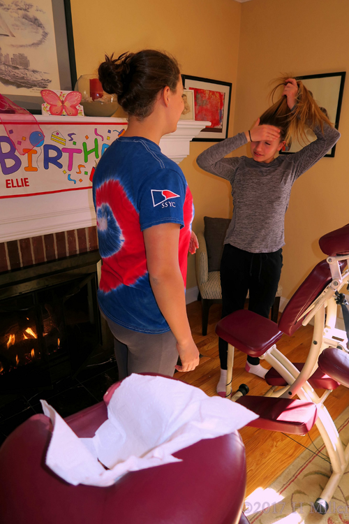 Her Massage Is Finished, Making Room For The Next Party Guest In The Massage Chair Her Massage Is Finished, Making Room For The Next Party Guest In The Massage Chair