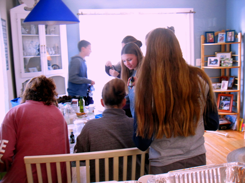 Party Guests Gathered Around The Kids Craft Table Party Guests Gathered Around The Kids Craft Table